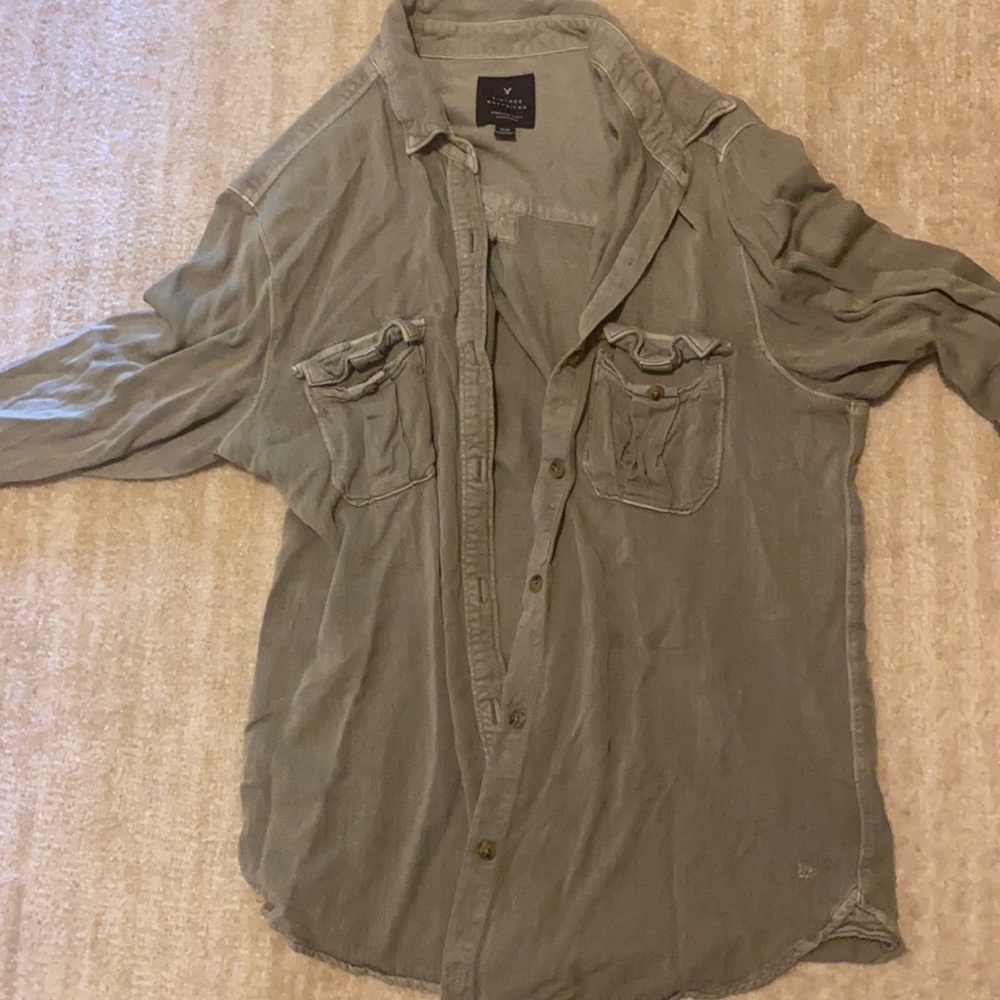 American Eagle Army Green button down